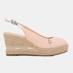 US POLO Sandales espadrille compensée tissu rose pastel Femme SAUMON Discount