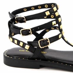 LES TROPEZIENNES PAR M.BELARBI Sandales hautes cuir léger clouté Coralie Femme NOIR Online