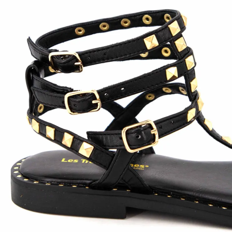 LES TROPEZIENNES PAR M.BELARBI Sandales hautes cuir léger clouté Coralie Femme NOIR Online