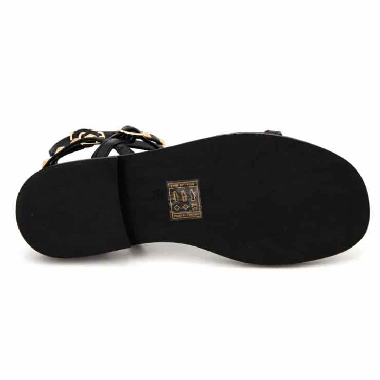 LES TROPEZIENNES PAR M.BELARBI Sandales hautes cuir léger clouté Coralie Femme NOIR Online