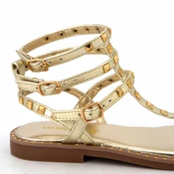 LES TROPEZIENNES PAR M.BELARBI Sandales hautes cuir léger clouté Calie Femme OR Best