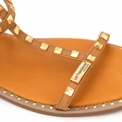 LES TROPEZIENNES PAR M.BELARBI Sandales hautes cuir léger clouté Coralie Femme MARRON Hot