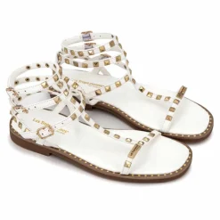 LES TROPEZIENNES PAR M.BELARBI Sandales hautes cuir léger clouté Coralie Femme BLANC Best