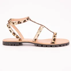 LES TROPEZIENNES PAR M.BELARBI Sandales Hexom à motif leopard semelle crantée Femme BEIGE Hot