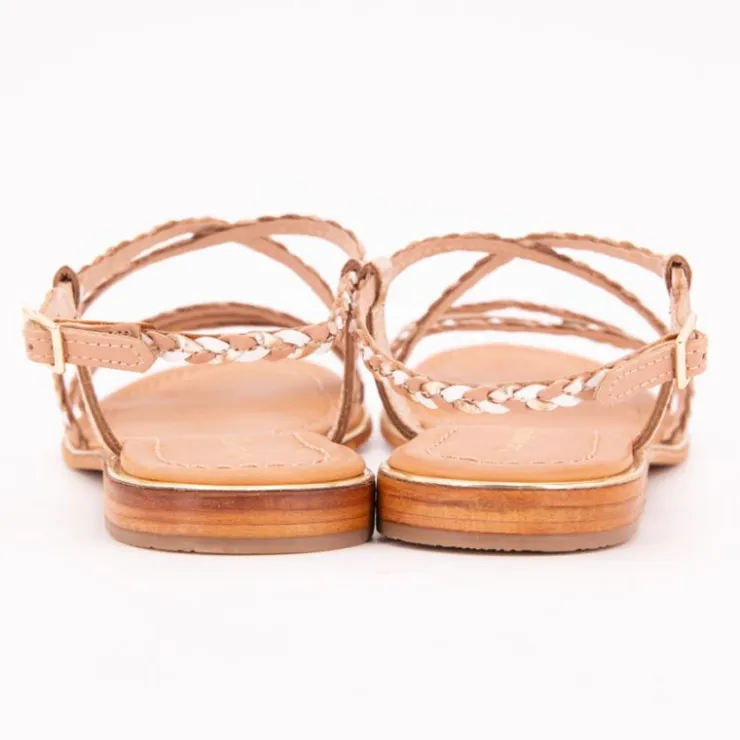 LES TROPEZIENNES PAR M.BELARBI Sandales Homage lanières à tresses gold Femme OR ROSE Hot