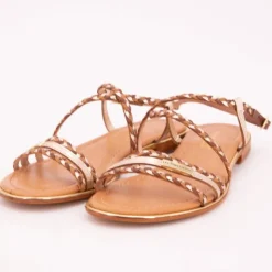 LES TROPEZIENNES PAR M.BELARBI Sandales Homage lanières à tresses gold Femme MARRON CLAIR