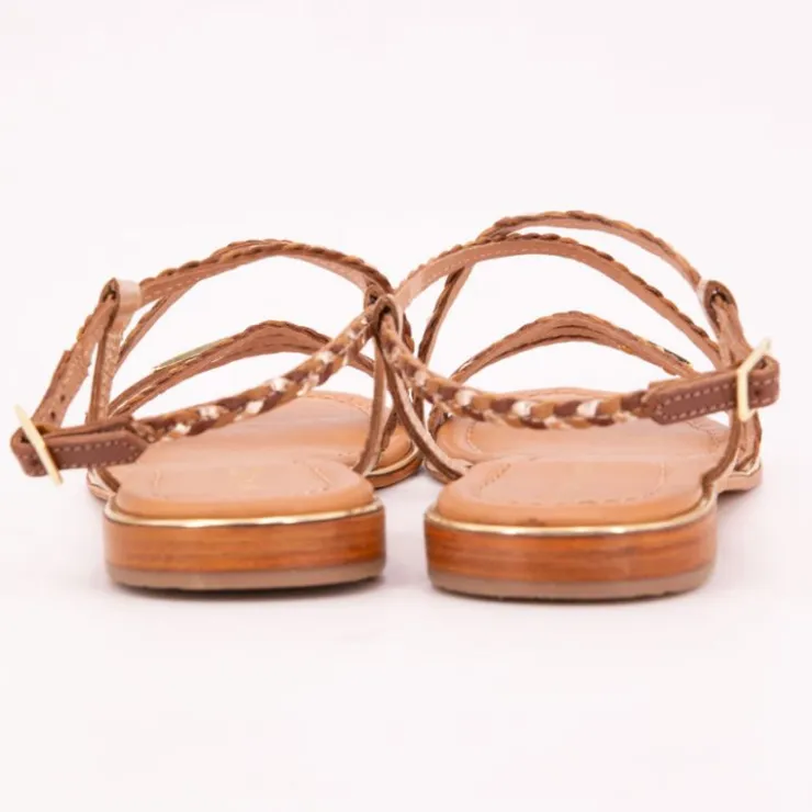 LES TROPEZIENNES PAR M.BELARBI Sandales Homage lanières à tresses gold Femme MARRON CLAIR