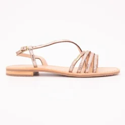 LES TROPEZIENNES PAR M.BELARBI Sandales Hudel or motif peau de serpent Femme BEIGE Best