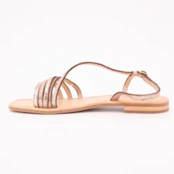 LES TROPEZIENNES PAR M.BELARBI Sandales Hudel or motif peau de serpent Femme BEIGE Best