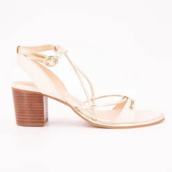 LES TROPEZIENNES PAR M.BELARBI Sandales Lilon tan gold à talons 6cm Femme BLANC Clearance
