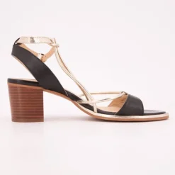 LES TROPEZIENNES PAR M.BELARBI Sandales Lilon tan gold à talons 6cm Femme NOIR Discount