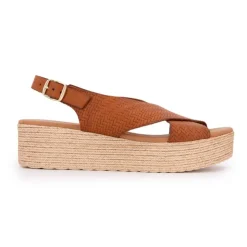 CARLA TORTOSA Sandales croisées tressées cuir Femme MARRON Outlet