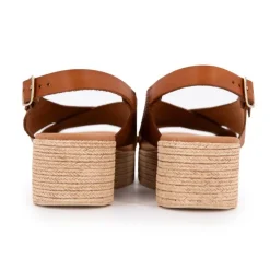 CARLA TORTOSA Sandales croisées tressées cuir Femme MARRON Outlet
