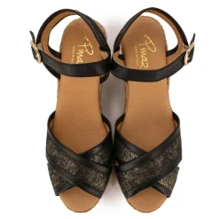 PINAZ Sandales mordorées es double bride compensées Femme NOIR Online