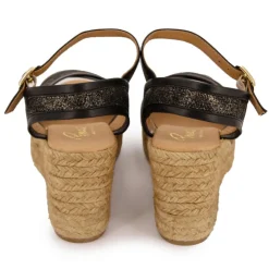 PINAZ Sandales mordorées es double bride compensées Femme NOIR Online