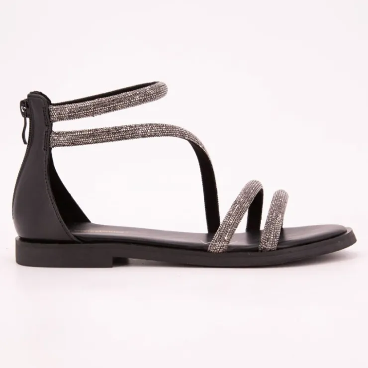 LES TROPEZIENNES PAR M.BELARBI Sandales es à strass Costa Femme NOIR Discount