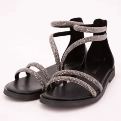 LES TROPEZIENNES PAR M.BELARBI Sandales es à strass Costa Femme NOIR Discount