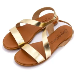 CARLA TORTOSA Sandales grosses lanières lami Femme OR Best