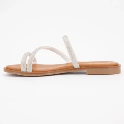 CARLA TORTOSA Sandales plate cristal Femme ARGENT Hot