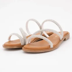 CARLA TORTOSA Sandales plate cristal Femme ARGENT Hot