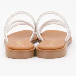 CARLA TORTOSA Sandales plate cristal Femme ARGENT Hot