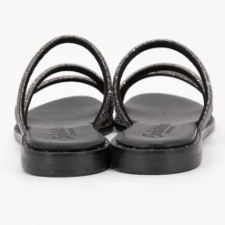 CARLA TORTOSA Sandales plate cristal Femme NOIR Clearance