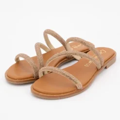 CARLA TORTOSA Sandales plate cristal Femme BRONZE