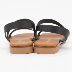 CARLA TORTOSA Sandales plate vaq. bout rond Femme NOIR Sale