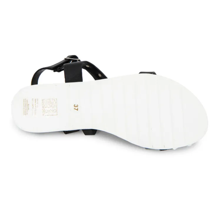 MARIAMARE Sandales plates à brides cloutées semelle crantée Femme NOIR Best