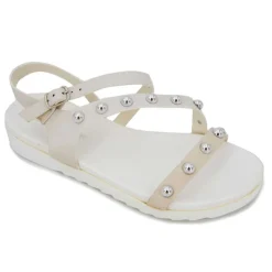 MARIAMARE Sandales plates à brides cloutées semelle crantée Femme BEIGE Hot