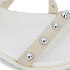 MARIAMARE Sandales plates à brides cloutées semelle crantée Femme BEIGE Hot