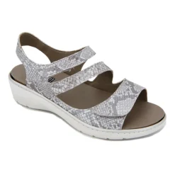 FLUCHOS Sandales plates compensées f0550 brides python Femme GRIS Best