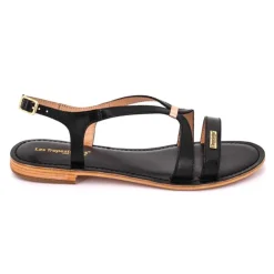 LES TROPEZIENNES PAR M.BELARBI Sandales plates Hamoon en cuir Femme NOIR Outlet