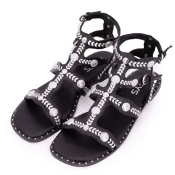 KEYS Sandales spartiates à clous avec boucles Femme NOIR Sale