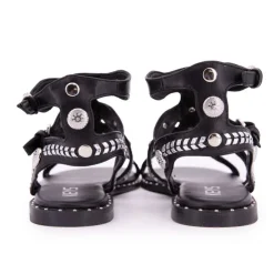 KEYS Sandales spartiates à clous avec boucles Femme NOIR Sale