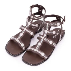 KEYS Sandales spartiates à clous avec boucles Femme MARRON FONCE Discount