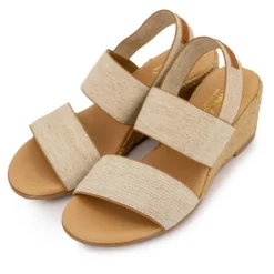 PINAZ Sandales tissu chiné compensées Femme BEIGE Best