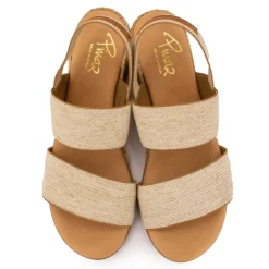 PINAZ Sandales tissu chiné compensées Femme BEIGE Best