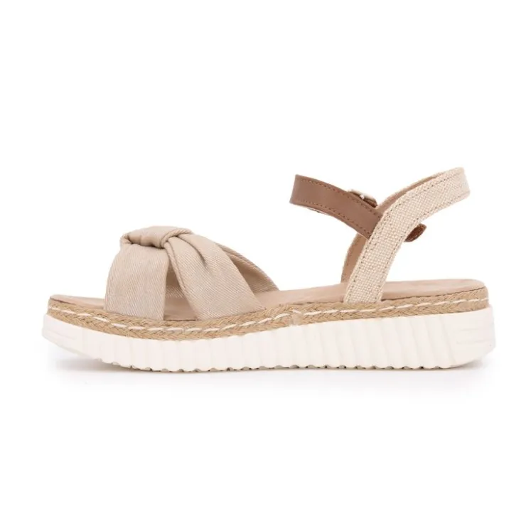 TOM TAILOR Sandales tissu nouées à boucle doré Femme BEIGE Discount