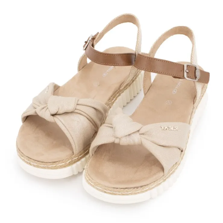 TOM TAILOR Sandales tissu nouées à boucle doré Femme BEIGE Discount