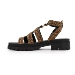 LES TROPEZIENNES PAR M.BELARBI Sandales Toboleo imprimé léopard Femme MARRON Sale