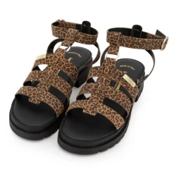 LES TROPEZIENNES PAR M.BELARBI Sandales Toboleo imprimé léopard Femme MARRON Sale