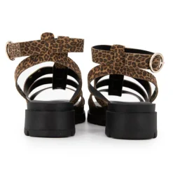 LES TROPEZIENNES PAR M.BELARBI Sandales Toboleo imprimé léopard Femme MARRON Sale