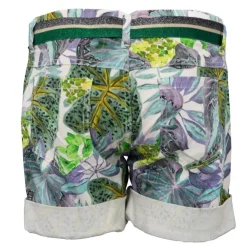 PLEASE Short avec ceinture à revers imprimé plantes tropicales Femme VERT Clearance