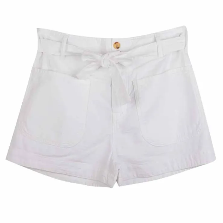 HAPPY Short billie poches plaquées avec ceinture Femme BLANC Clearance