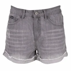 DEELUXE 74 Short court délavé jean avec ourlets Femme GRIS Clearance