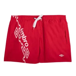 UMBRO Short de bain bleu motifs graphiques et cordon blancs Homme ROUGE New