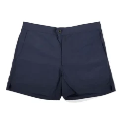 APPARTINENZA Short de bain uni avec bouton Homme BLEU FONCE Hot