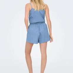 ONLY Short denim yasmin taille élastique Femme BLEU CLAIR New