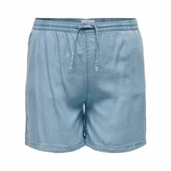 ONLY CARMAKOMA Short denim droit fluide élastique cordon Femme BLEU Sale
